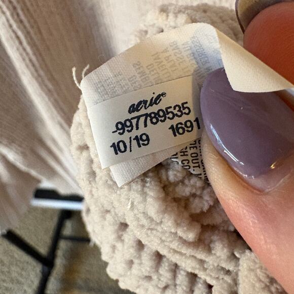 Aerie Crochet Chenille Cream Knit Hoodie Sweater Soft Cozy Oversized Boho Medium - Picture 11 of 14